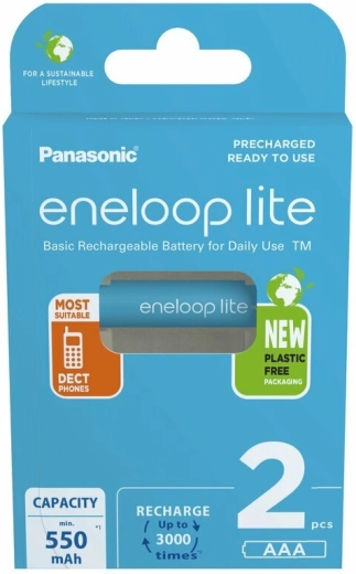 Panasonic eneloop lite AAA újratölthető akkumulátor 550 mAh, 2 db