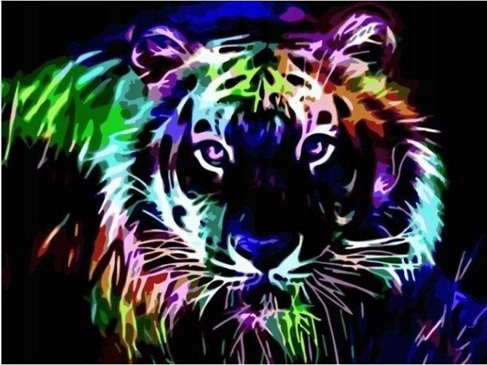 Gyémántszemes festés Neon tigris 30 × 40 cm