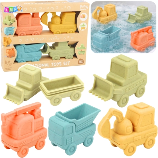 Szétkapcsolható gumijárművek fürdéshez a legkisebbeknek, 4 darabos készlet