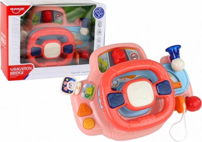 Interaktív, többfunkciós vezetési szimulátor rózsaszín kormánnyal