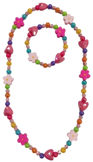 Gyermek ékszerszett szívecskékkel és virágokkal