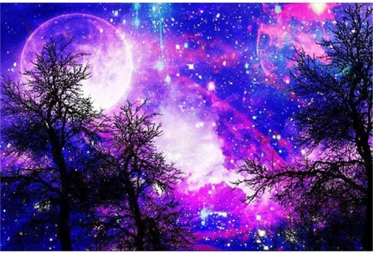 Gyémántszemes festés Lila égbolt 30x40 cm