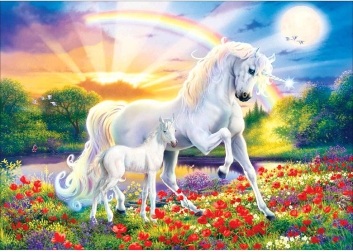 Gyémántkirakó (diamond painting) – két unikornis 40 × 30 cm