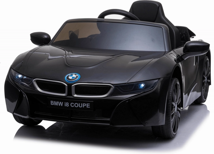 BMW i8 gyerek elektromos kisautó, fekete, 12 V