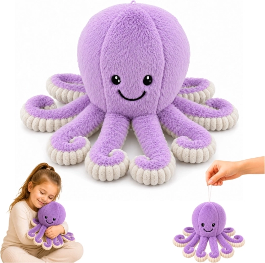 Plüss polip rugalmas karokkal lila 30 cm