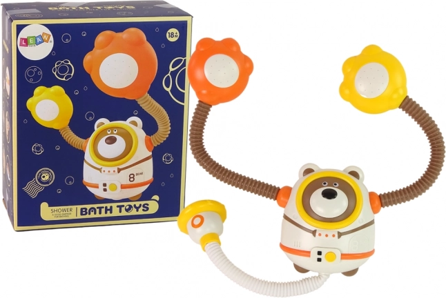 Szórakoztató fürdőjáték – űrhajós mackó elemes zuhannyal