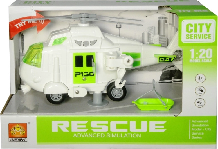 Mentőhelikopter fénnyel és hanggal