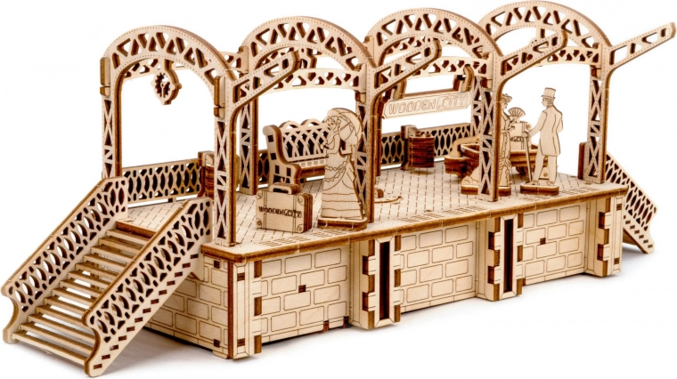 WOODEN CITY fa 3D puzzle vasútállomás, 175 darab