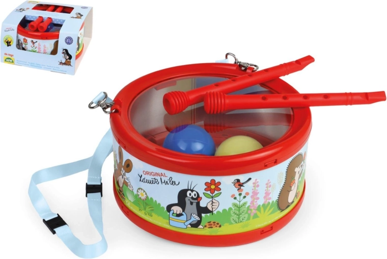 Bádogdob Krtek 21 cm dobverőkkel