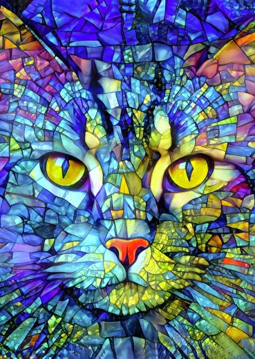 Enjoy puzzle Fiona, ólomüveg macska, 1000 darabos