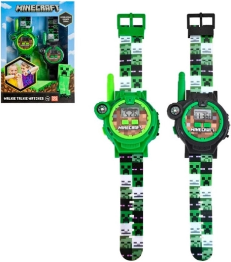 Minecraft gyerekóra walkie-talkie-val (2 db-os szett) LED zseblámpával és iránytűvel