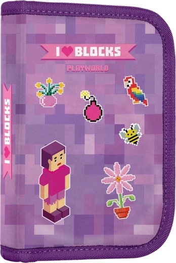 Playworld Girl két hajtókás iskolai tolltartó, üres