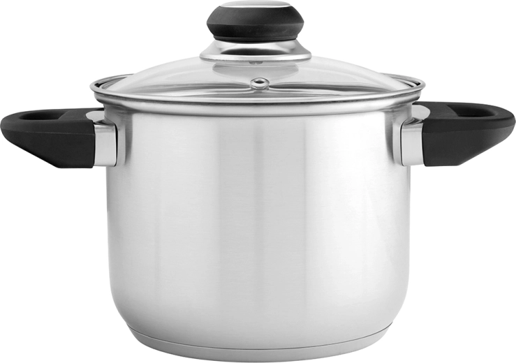 Altom Design Emilio rozsdamentes magas fazék 2,3 l üveg fedővel, 16 cm