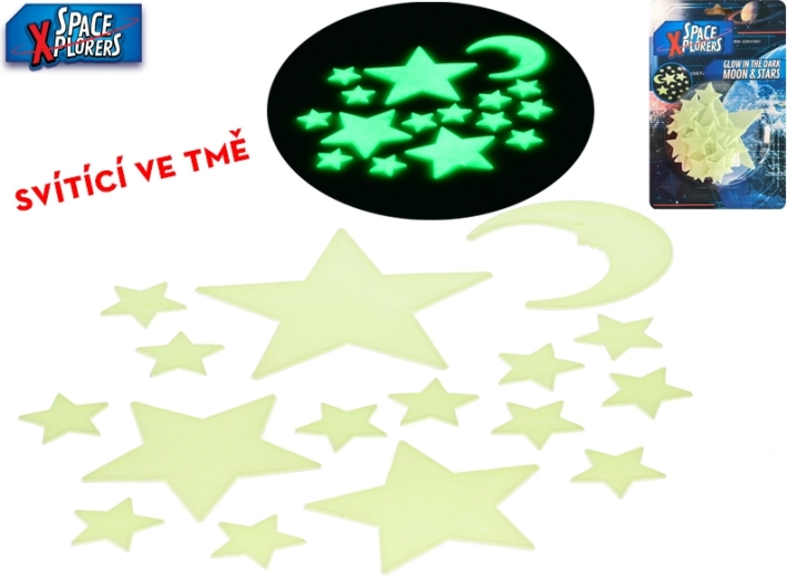 Világító csillagok falra és mennyezetre – Space Xplorers, 15 db (4–12 cm)