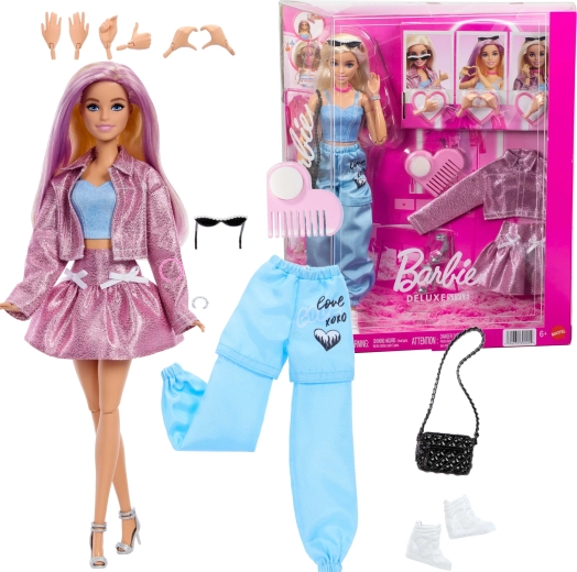 Barbie Deluxe Style luxus divatszett babával, ruhákkal és kiegészítőkkel