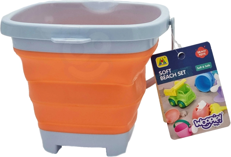 Woopie összecsukható szilikon vödör, négyzet alakú, narancssárga, 5 l