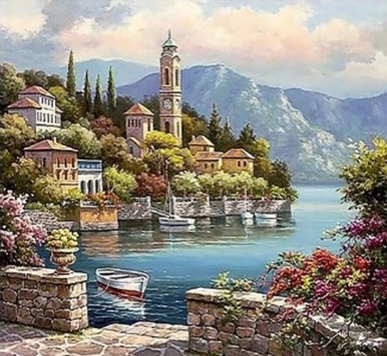 Gyémántszemes festés Olasz tengerpart 30 × 40 cm