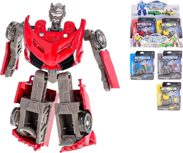 Autó robot 8,5 cm – fém, átalakuló modell szabadonfutással