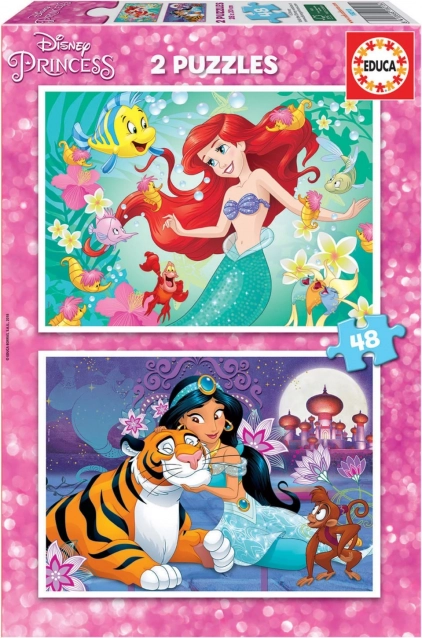 EDUCA Puzzle Disney hercegnők: Ariel és Jázmin 2x48 darab