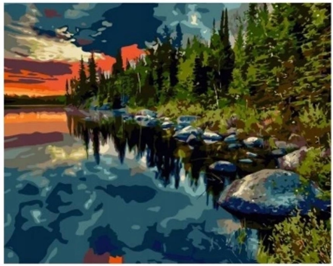 Gyémántszemes kirakó Erdő a tónál 30 × 40 cm