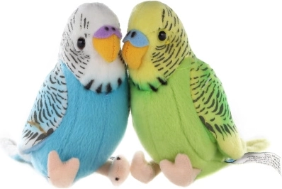 Plüss hullámos papagáj hanggal, 12 cm