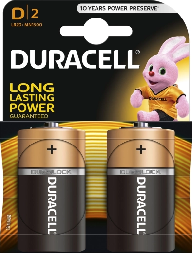 Duracell alkáli elemek D 1,5 V, 2 db