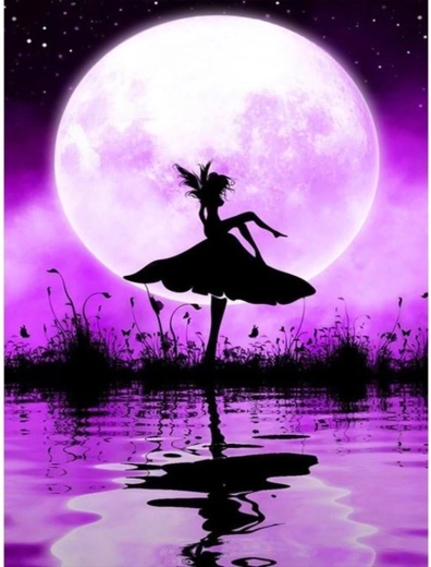 Gyémántfestés Balett-táncos a tavacska mellett 30 × 40 cm