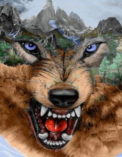 Norimpex gyémántfestés farkas és hegyek 80 × 40 cm