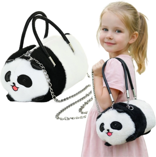 Panda plüss gyermekkézitáska lánccal, 20 cm