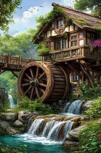Norimpex gyémántfestés Malom a patak mellett 30 × 40 cm