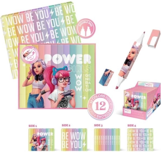 Kétvégű filctollak 12 színben WOW Generation