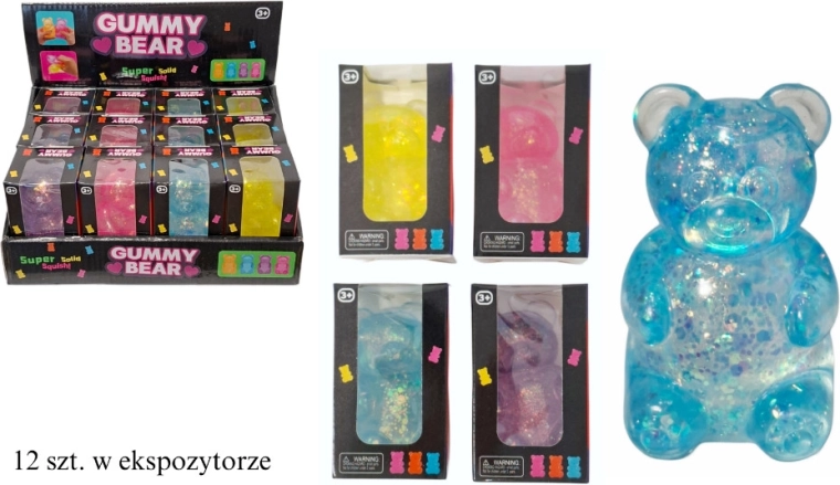 Antistressz nyomkodható Gummy Bear maci csillámokkal – 1 db