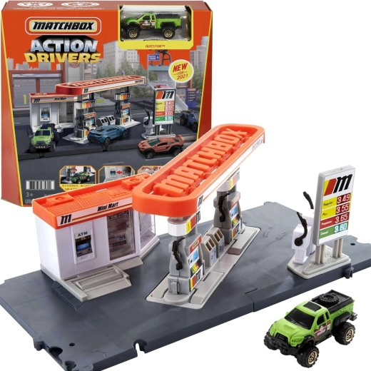 Matchbox Action Drivers benzinkút Questor autóval
