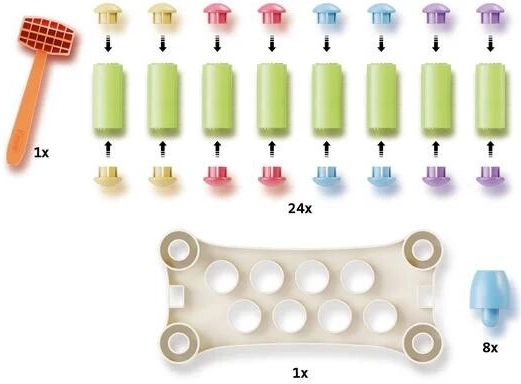 PlayEco ütögetős játék színes csapokkal újrahasznosított műanyagból
