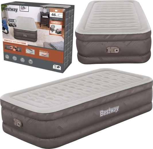 Bestway Fortech felfújható egyszemélyes matrac beépített elektromos pumpával 191 × 97 × 46 cm
