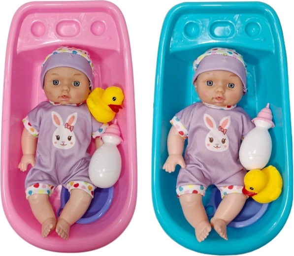 Pisilő baba kádacskával és kiegészítőkkel