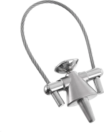 Fém kulcstartó drótkötéllel – baba, 8 cm