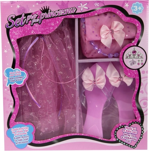 Rózsaszín hercegnős szett – szoknya, cipőcskék és táska