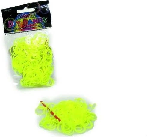Sárga gumigyűrű szett karkötőfonáshoz (250 db) horoggal és kapcsokkal