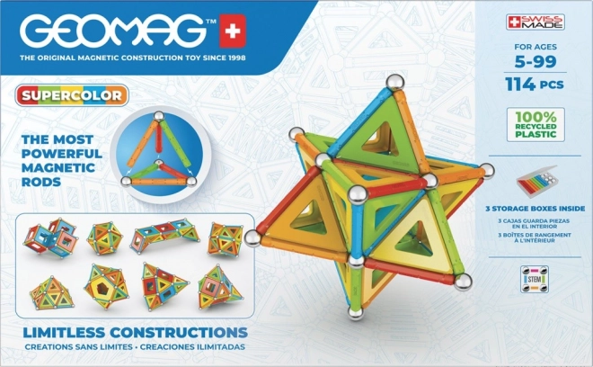 GEOMAG Supercolor mágneses építőkészlet, 114 darab
