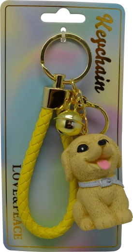 Ülő barna kutyás kulcstartó