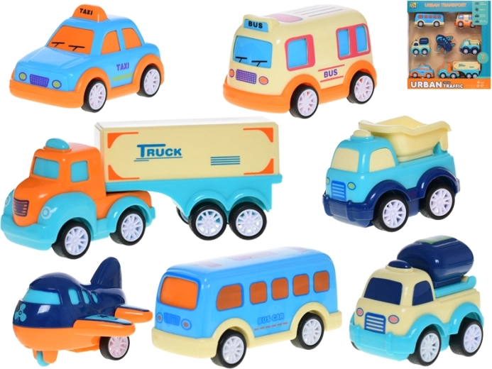 Visszahúzós és lendkerekes járműkészlet, 7 db