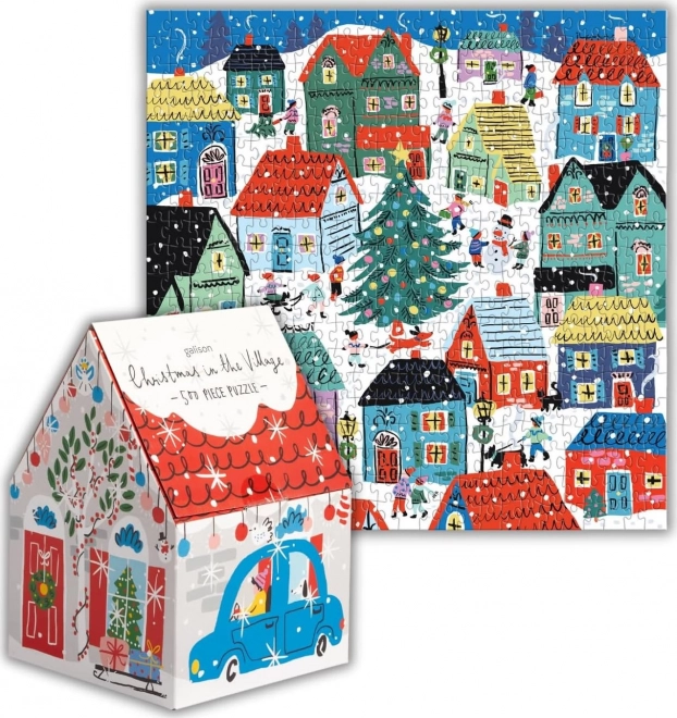 Négyzet alakú puzzle, Karácsony a faluban, 500 darab