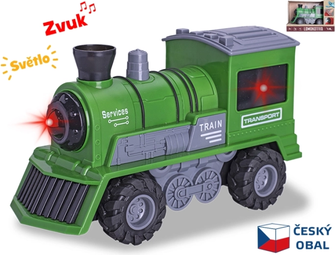 Zöld mozdony 22,5 cm, 1:16 méretarányban, fényekkel és hangokkal
