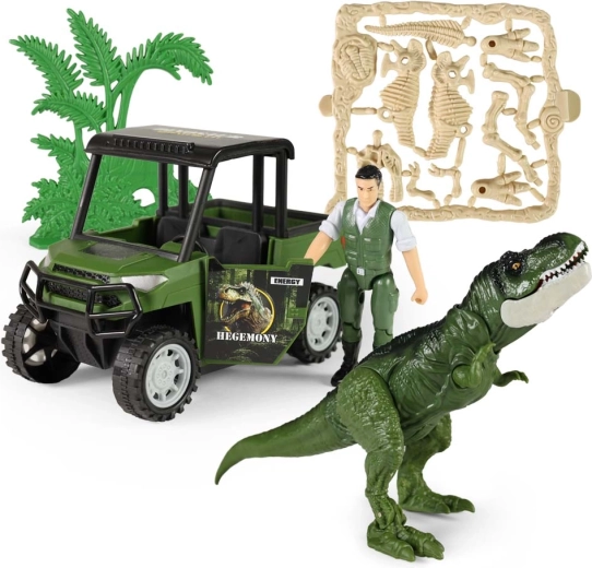 Akció dínópark szett autóval és hangot adó dinoszaurusszal