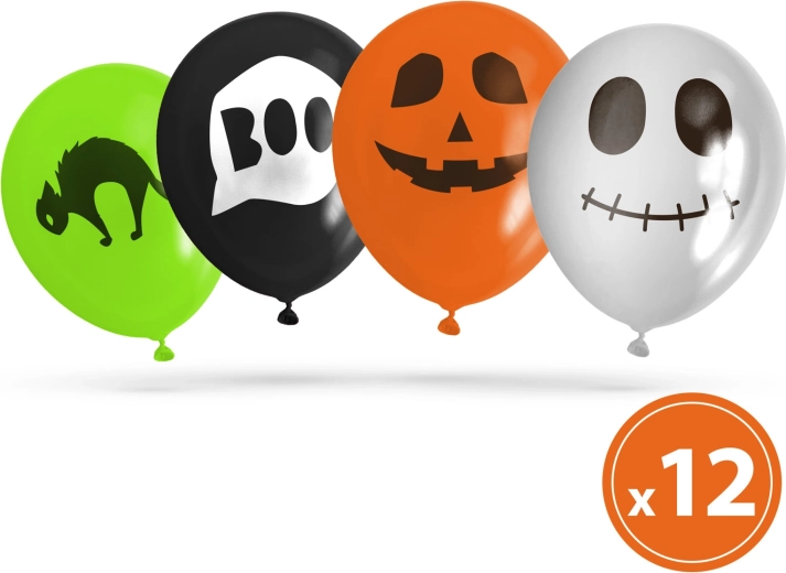 Halloween léggömbkészlet 4 mintával, 12 db