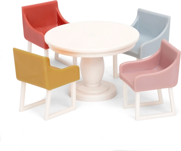 Lundby Basic étkezőszett babaházba – kerek asztal és 4 szék