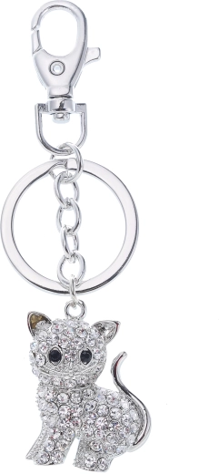Ezüst macska kulcstartó PINK