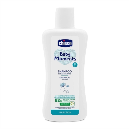 Chicco Baby Moments gyermek sampon 92% természetes összetevő 200 ml