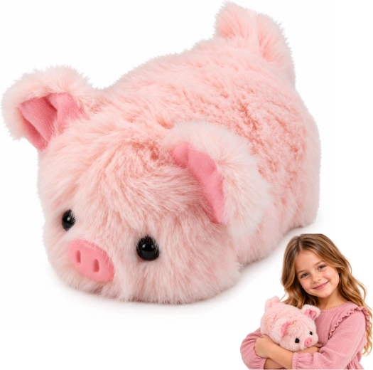Rózsaszín plüss malac ölelgetéshez, 16 cm